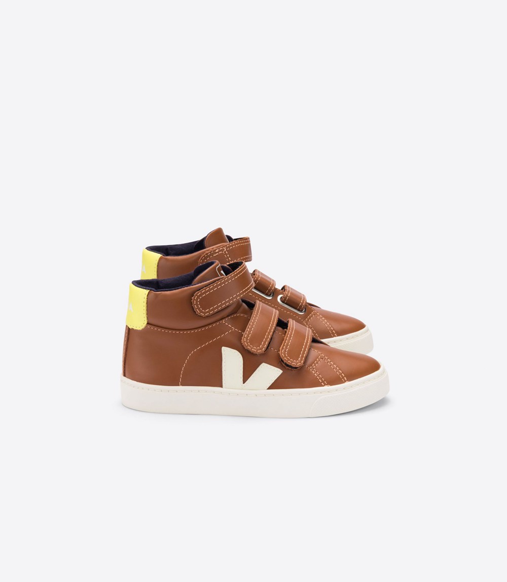 Veja Sneakers Copii - Esplar Mid Velcro Piele - Maro/Albi - 4681397-VA